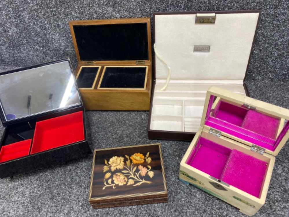 Total of 5 different jewellery boxes - Image 2 of 2