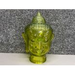 Vintage lime tinted all glass Buddha’s head, H30cm