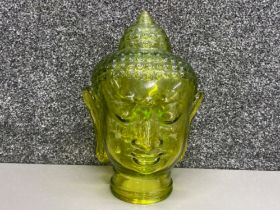 Vintage lime tinted all glass Buddha’s head, H30cm