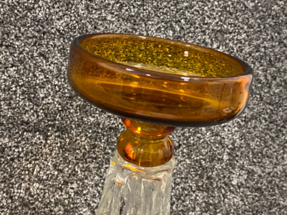 Vase plus candle stand in amber and clear glass - Image 3 of 3