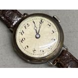 Vintage Silver 925 15 jewels wristwatch with brown leather straps
