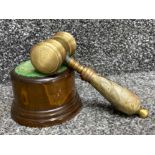 Heavy brass & enamelled gavel with high plate