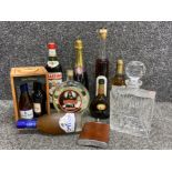 Hand cut lead crystal whisky decanter by Webb continental together with a variety of unopened