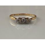 Ladies 9ct gold 3 stone diamond ring. 2g size Q1/2, - collection from the 27th August