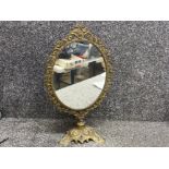 Magnificent antique brass framed & mounted oval shaped dressing table mirror