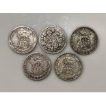 George V silver six pence coins dated 1922,1925,1926 & 1932 - collection from the 27th August