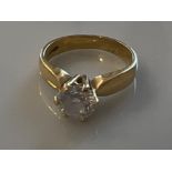 Ladies 18ct gold cz solitaire ring. 3.4g Size I - collection from the 27th August