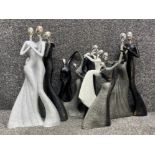 6x large “Couple” dancing ornaments - (tallest Height being 47cm)