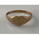 Ladies 9ct gold heart shaped ring. 1.2g size N1/2, - collection from the 27th August