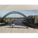 Very large plastic display board depicting the river Tyne “focusing on the Millennium & Tyne