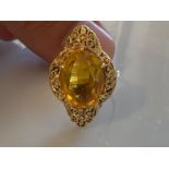 Stunning ladies 18ct gold citrine fancy patterned ring. 8g size T - collection from the 27th August