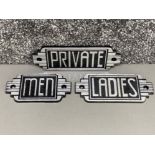 3 cast metal signs - Private, Men & Ladies