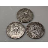 3 x George V and Victoria silver one shillings coins dated 1898,1926 &1928 col from the 27th August