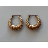 Ladies 9ct gold hoop earrings. 2.3G - collection from the 27th August