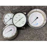 4x Different Pressure Gauges - Wika, FTLeisure, Bailey & Mackey LTD
