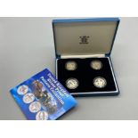 UK Royal Mint sterling silver .925 proof pattern collection - comprising of 4x £1 coins (2004