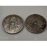 2 x George V silver one florin coins 1920 & 1923 - collection from the 27th August