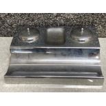 Vintage metal “Velos” double inkwell stand