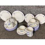 37 pieces of RoyalDoulton “Everyday” Tea cup, saucers & plates,Blueberry patterned, issued 1994