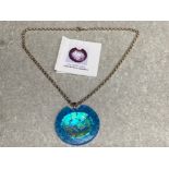 Connell & Hart Pate De Verre pendant on heavy large link solid silver belcher chain