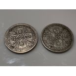 2 x George V silver one florin coins 1929 & 1936 - collection from the 27th August