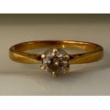 Ladies 18ct gold diamond solitaire ring. Approx .25ct size J 2.2g - collection from the 27th August