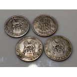 4 x George V and George VI silver six pence coins dated 1922-1939 - collection from the 27th August