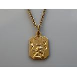 9ct gold Cupid pendant and chain. 18” 4g - collection from the 27th August