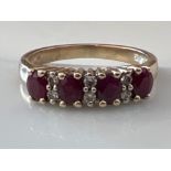 Ladies 9ct gold ruby and white stone ring. 2.6g Size M1/2, - collection from the 27th August