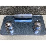 Mirrored & chrome desk set with double Bakelite lined inkwells