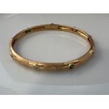 Beautiful 18ct gold multi coloured stone bangle. 8.2g - collection from the 27th August