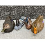 4x hand crafted different duck ornaments “Canada - Fait A La Main”