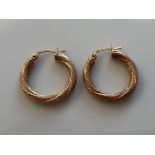 Ladies 9ct gold rope hoop earrings. 1g - collection from the 27th August