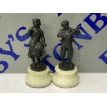 A pair of vintage/antique classical figures on Alabaster/marble bases - heavy