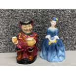 A Royal Doulton character cup “Sir John Falstafff” and a Royal Doulton lady figure “Cherie” HN 2341