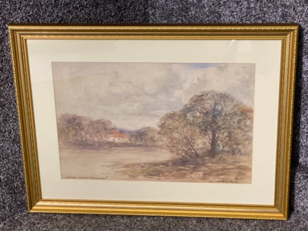 Gilt framed watercolour painting by Victor Noble Rainbird Titled “North Tyne” signed by the artist