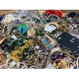 Large tray of various costume jewellery pieces