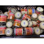 Crate containing a large quantity of tinned Ronseal varnish, (includes Mahogany, Walnut, Teak &