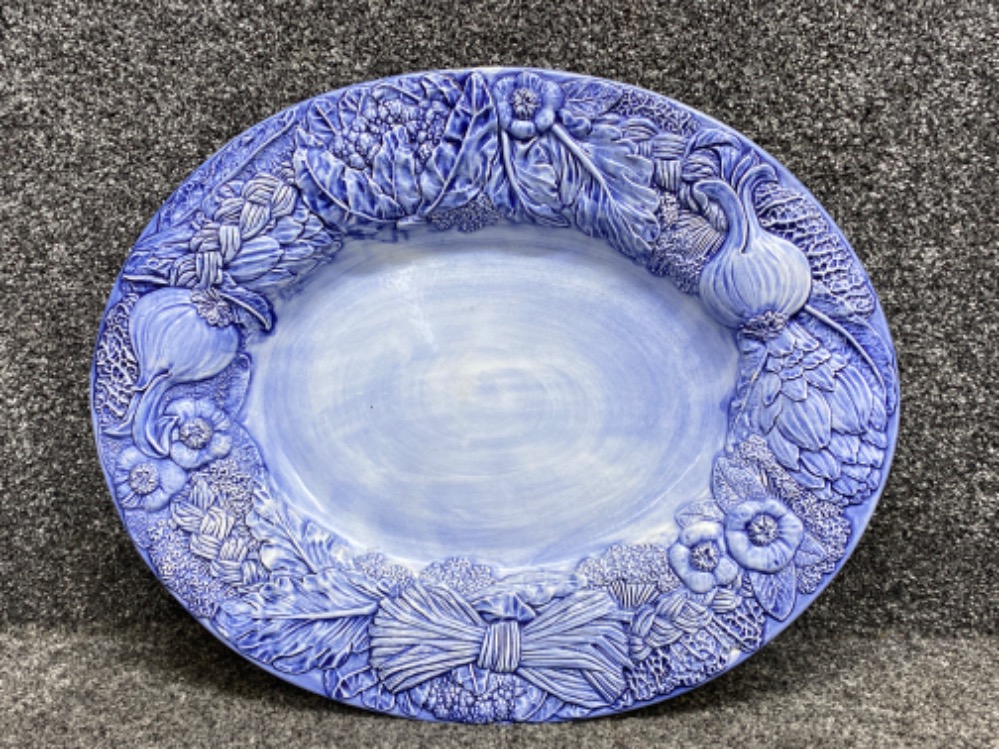 Blue glazed Italian serving platter 50x40cm