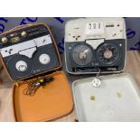 2x vintage portable reel to reel tape recorders & accessories