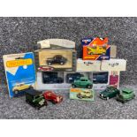 13 diecast vehicles to include model A Ford match box car, The royal air force vehicles and other