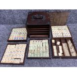 Antique mahogany cased Chinese Mahjong games set - complete