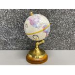 Small vintage “Replogue World Classic series” revolving globe on brass & wooden base