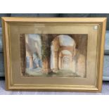 Gilt framed antique watercolour painting by J. Skelton, signed and dated 1891 bottom right,