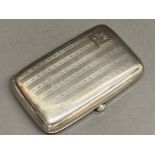 Hallmarked Birmingham silver 1928 cigarette case, 50.4g