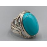 A silver and turquoise dress ring,8.1g size S