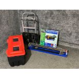 Torque-Master power compact tile cutter together with a large tool box & sack barrow etc