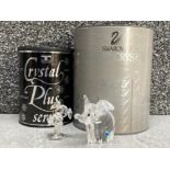 2x Swarovski Crystal animal ornaments “Elephants” both with original cylindrical boxes