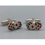 A pair of silver playing dice cufflinks, 8.9g
