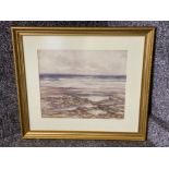 Gilt framed watercolour painting by Victor Noble Rainbird - “Coastal scene” signed by the artist